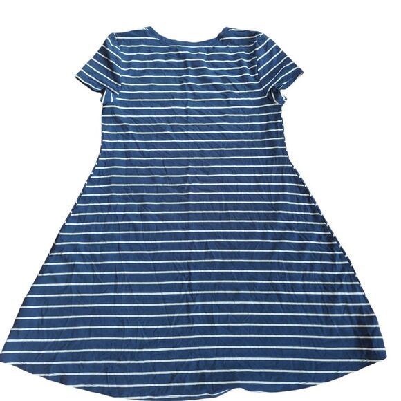 🛍️Arizona Jean Co. Blue & White Striped Knee Length Short Sleeve Dr… - Picture 5 of 5